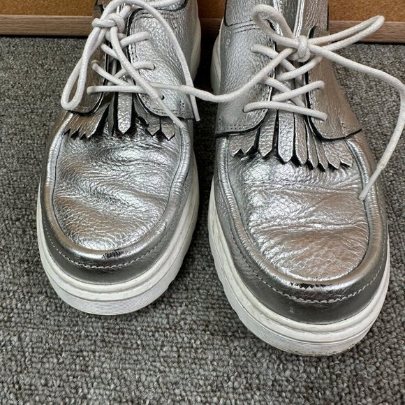 Dr Martens Jemima Leather Kiltie Chukka Moc Boots Metallic Silver Women's US 8 - Picture 2 of 8